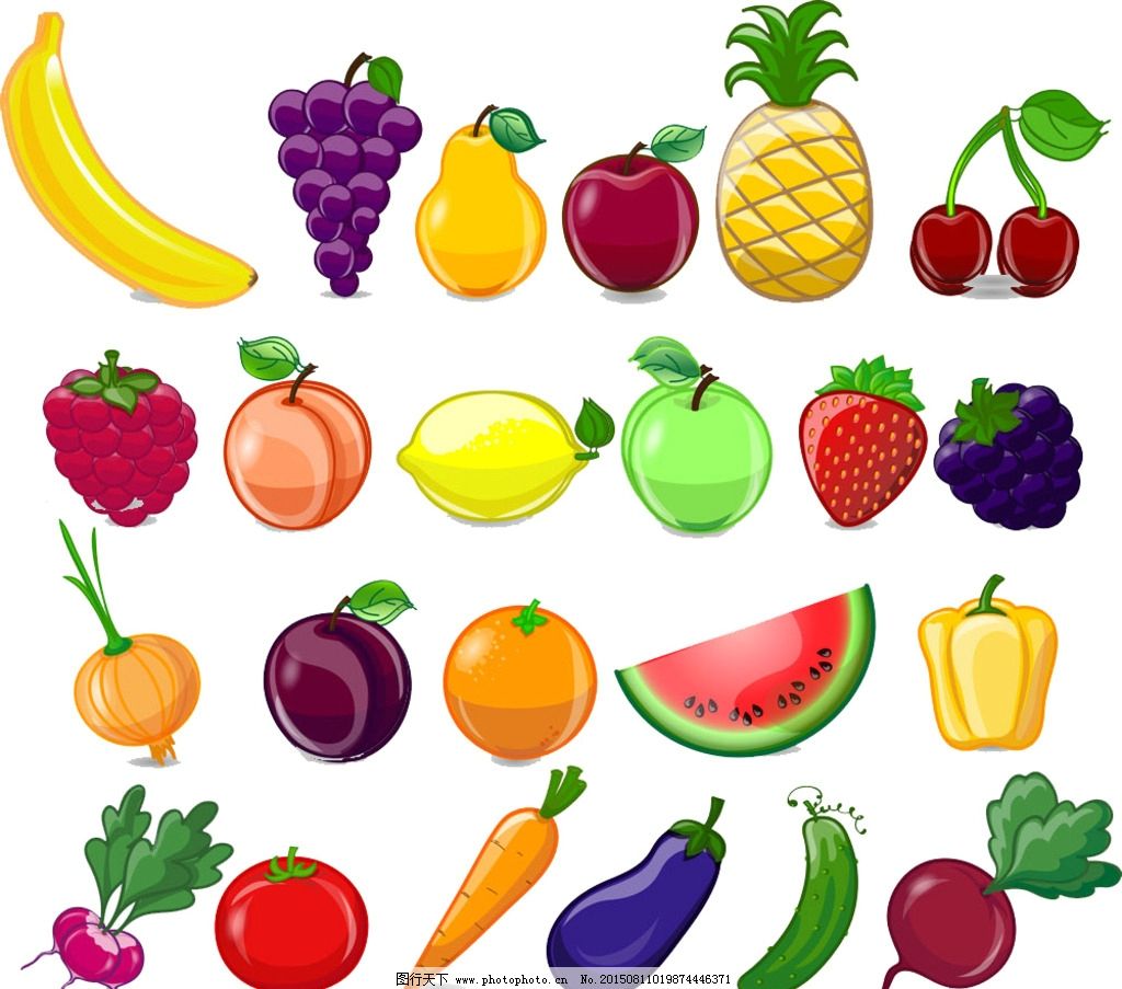創(chuàng)意與營養(yǎng)的甜蜜碰撞 卡通矢量水果蔬菜圖賞析
